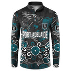 Personalized Port Adelaide Power Button Sweatshirt Aboriginal Dot Painting Graffiti Style