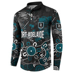 Personalized Port Adelaide Power Button Sweatshirt Aboriginal Dot Painting Graffiti Style