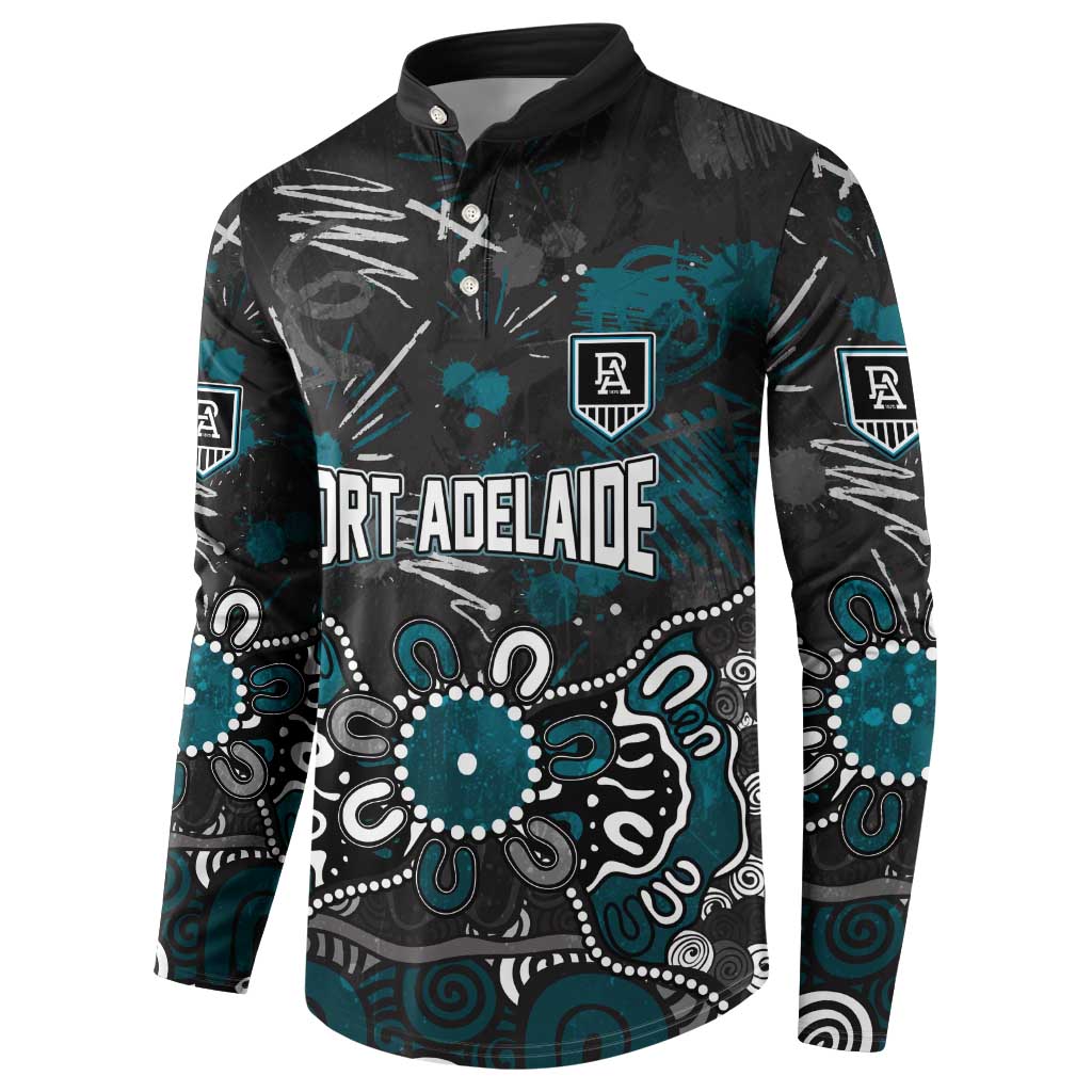 Personalized Port Adelaide Power Button Sweatshirt Aboriginal Dot Painting Graffiti Style