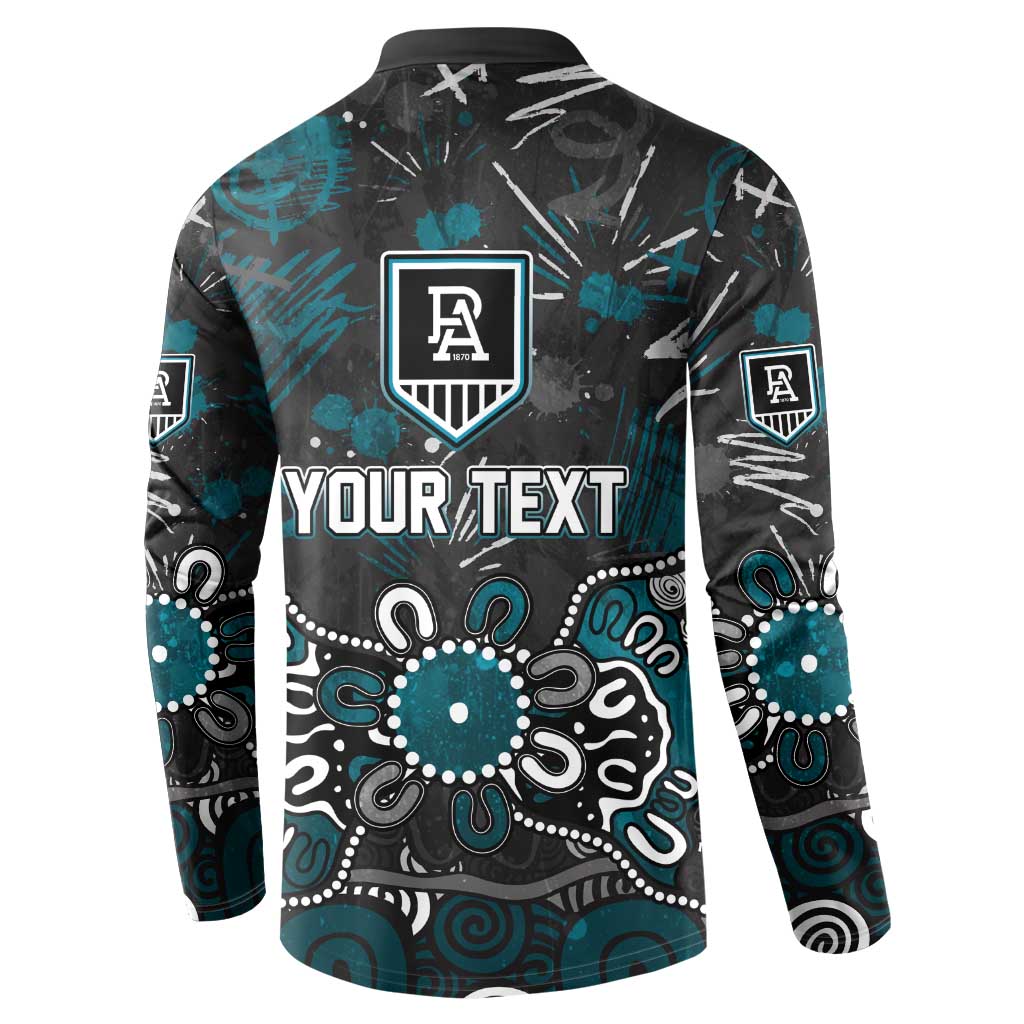 Personalized Port Adelaide Power Button Sweatshirt Aboriginal Dot Painting Graffiti Style