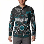 Personalized Port Adelaide Power Button Sweatshirt Aboriginal Dot Painting Graffiti Style