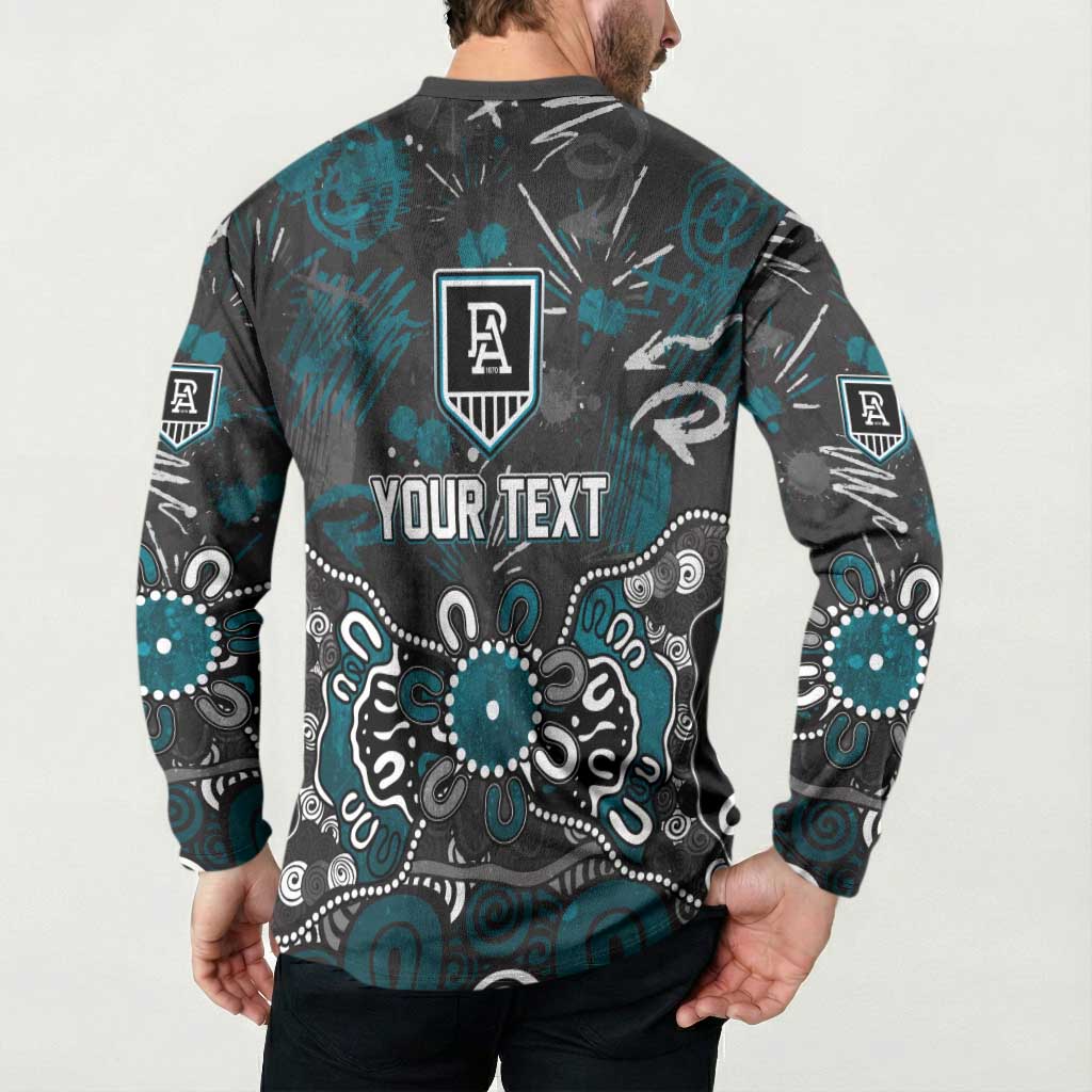 Personalized Port Adelaide Power Button Sweatshirt Aboriginal Dot Painting Graffiti Style