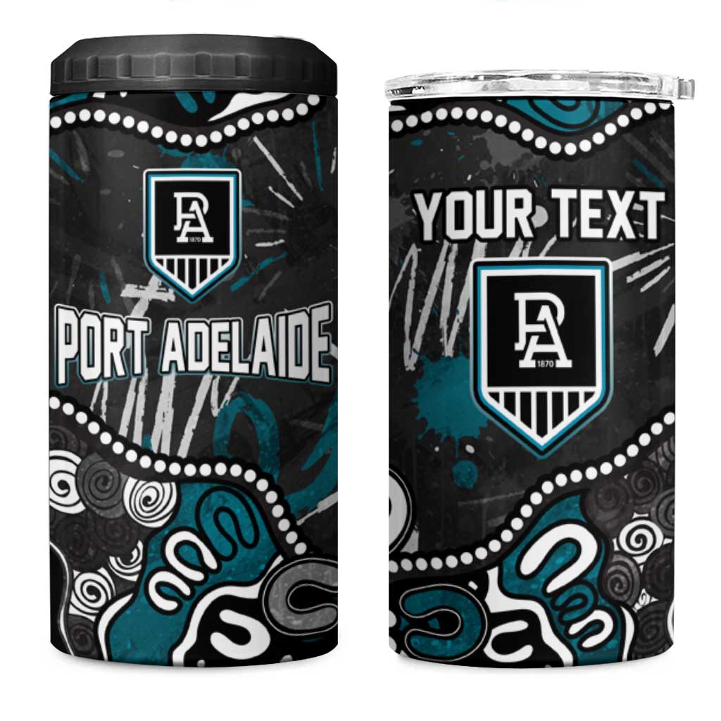 Personalized Port Adelaide Power 4 in 1 Can Cooler Tumbler Aboriginal Dot Painting Graffiti Style