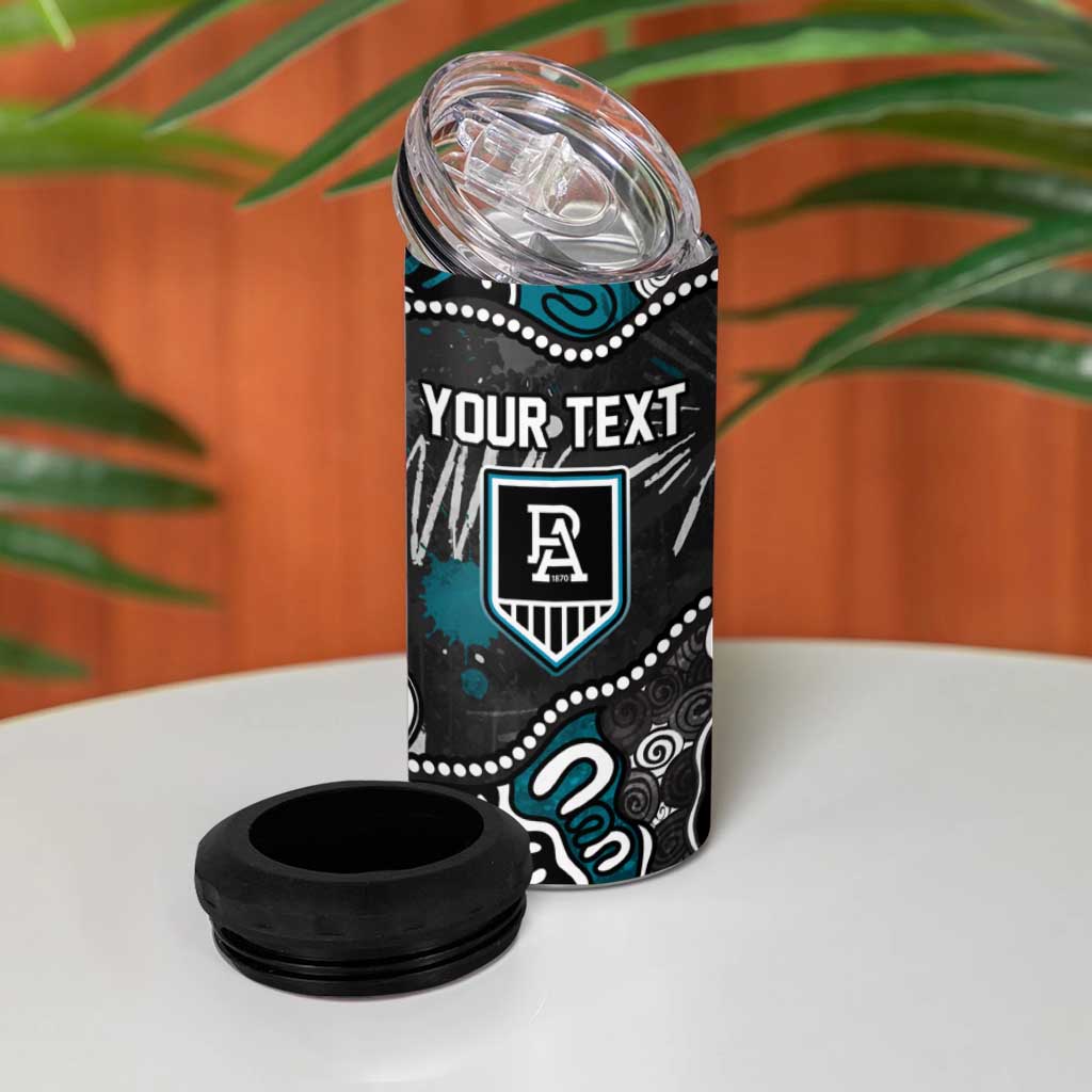 Personalized Port Adelaide Power 4 in 1 Can Cooler Tumbler Aboriginal Dot Painting Graffiti Style