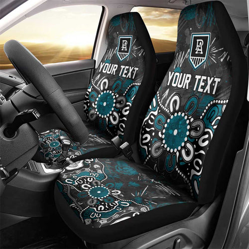 Personalized Port Adelaide Power Car Seat Cover Aboriginal Dot Painting Graffiti Style