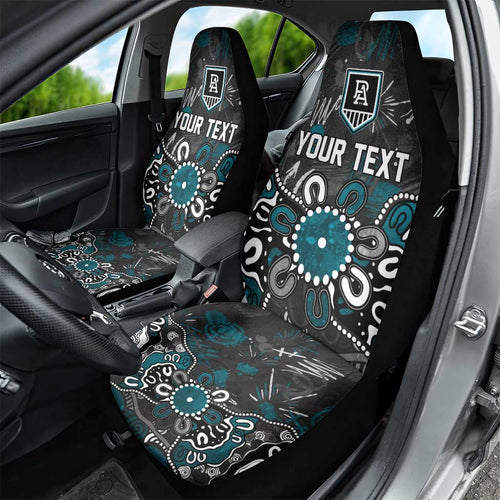 Personalized Port Adelaide Power Car Seat Cover Aboriginal Dot Painting Graffiti Style
