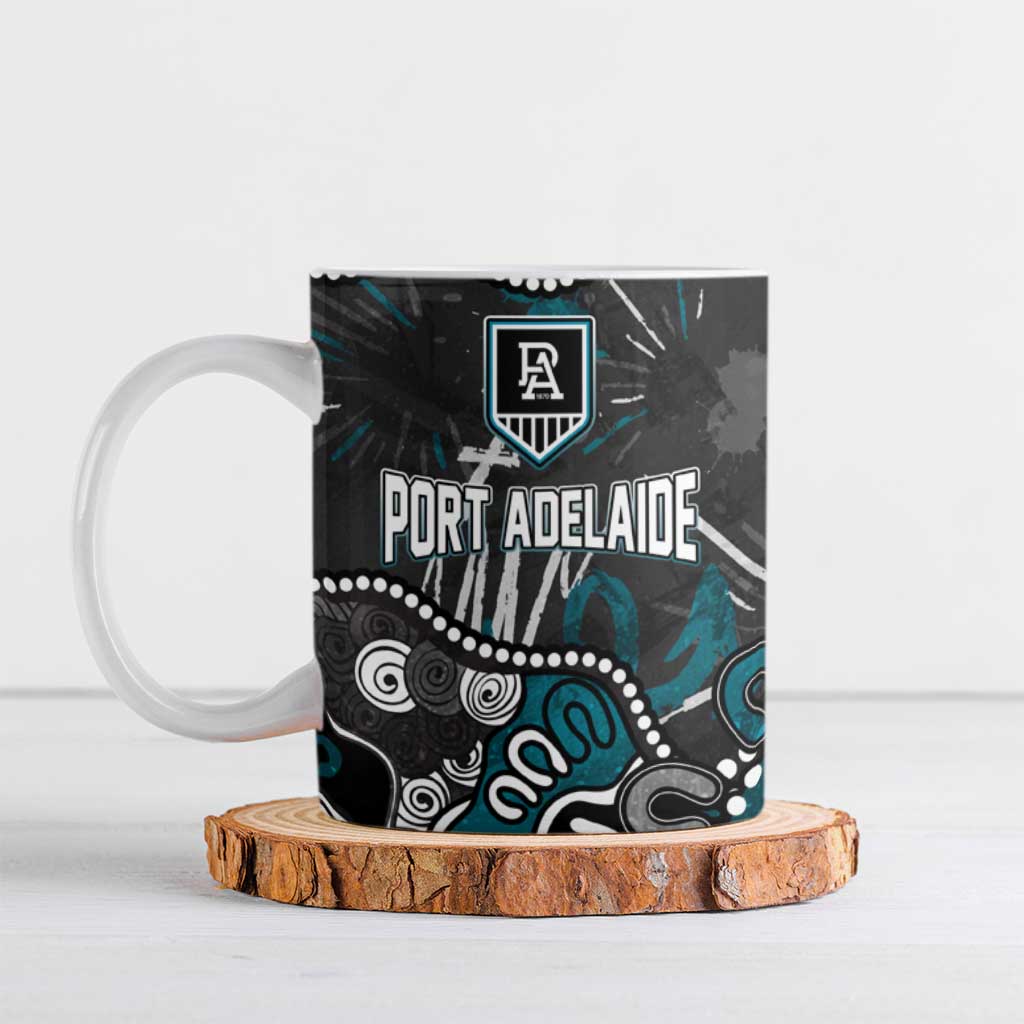 Personalized Port Adelaide Power Ceramic Mug Aboriginal Dot Painting Graffiti Style