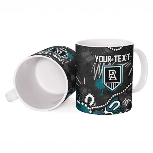 Personalized Port Adelaide Power Ceramic Mug Aboriginal Dot Painting Graffiti Style