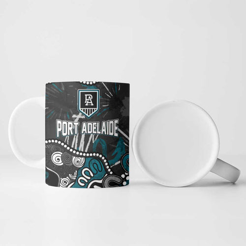 Personalized Port Adelaide Power Ceramic Mug Aboriginal Dot Painting Graffiti Style