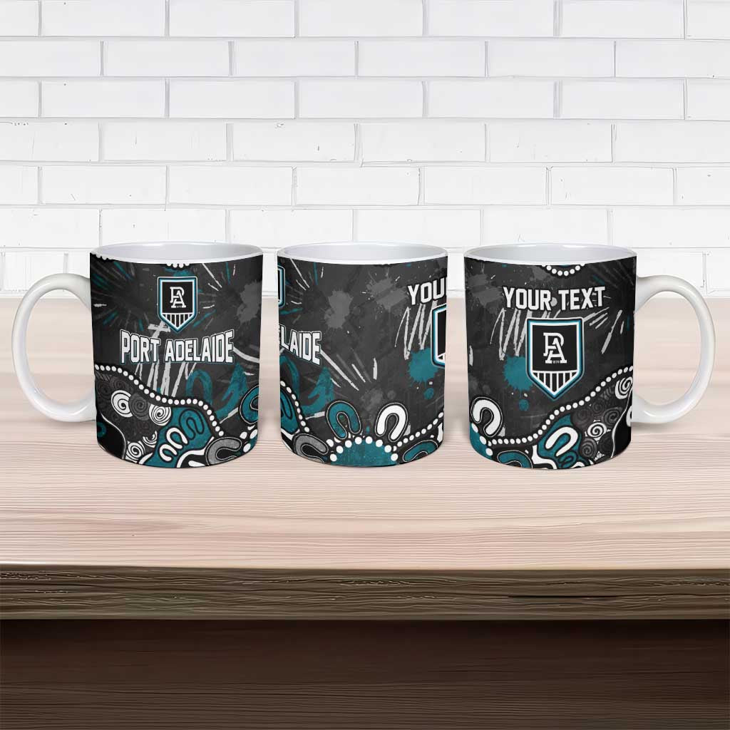 Personalized Port Adelaide Power Ceramic Mug Aboriginal Dot Painting Graffiti Style