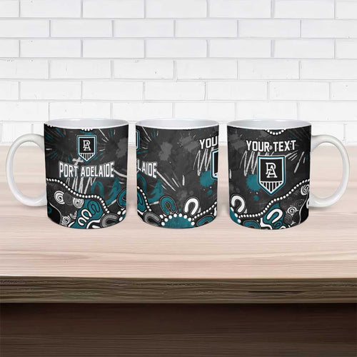 Personalized Port Adelaide Power Ceramic Mug Aboriginal Dot Painting Graffiti Style