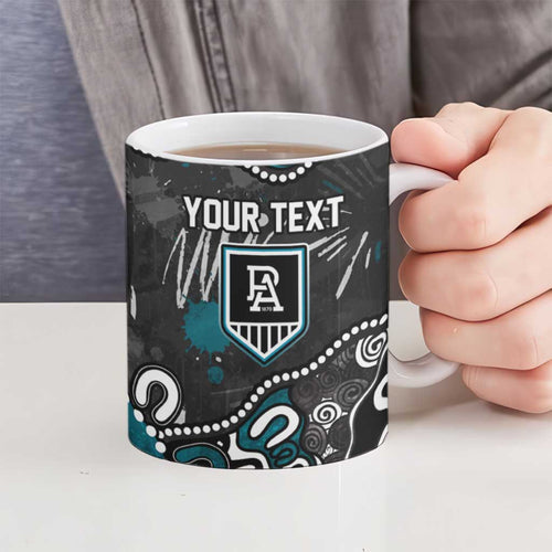 Personalized Port Adelaide Power Ceramic Mug Aboriginal Dot Painting Graffiti Style