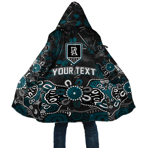 Personalized Port Adelaide Power Cloak Aboriginal Dot Painting Graffiti Style