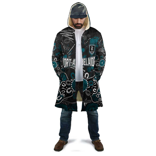 Personalized Port Adelaide Power Cloak Aboriginal Dot Painting Graffiti Style