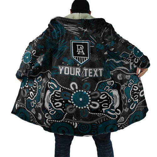 Personalized Port Adelaide Power Cloak Aboriginal Dot Painting Graffiti Style