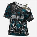 Personalized Port Adelaide Power Cross Shoulder Shirt Aboriginal Dot Painting Graffiti Style