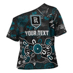 Personalized Port Adelaide Power Cross Shoulder Shirt Aboriginal Dot Painting Graffiti Style