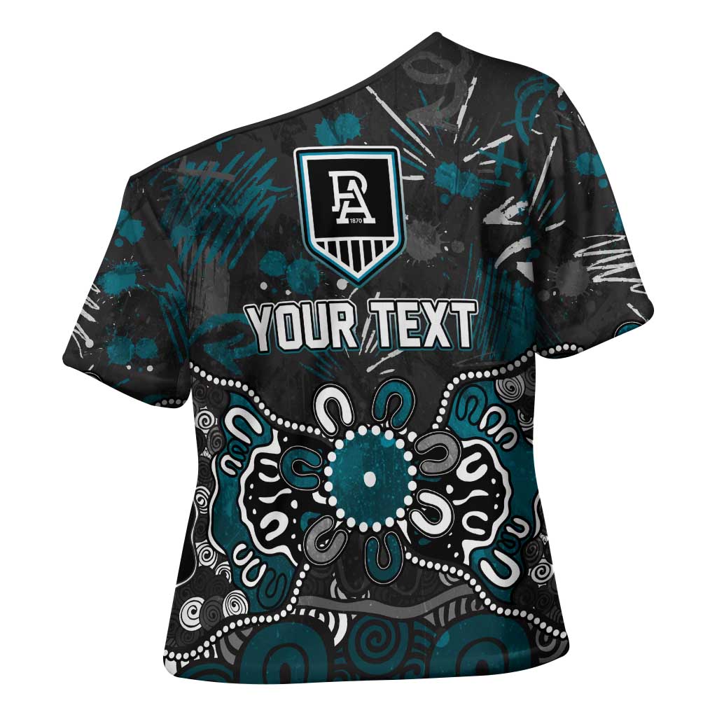 Personalized Port Adelaide Power Cross Shoulder Shirt Aboriginal Dot Painting Graffiti Style