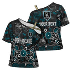 Personalized Port Adelaide Power Cross Shoulder Shirt Aboriginal Dot Painting Graffiti Style
