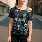 Personalized Port Adelaide Power Cross Shoulder Shirt Aboriginal Dot Painting Graffiti Style