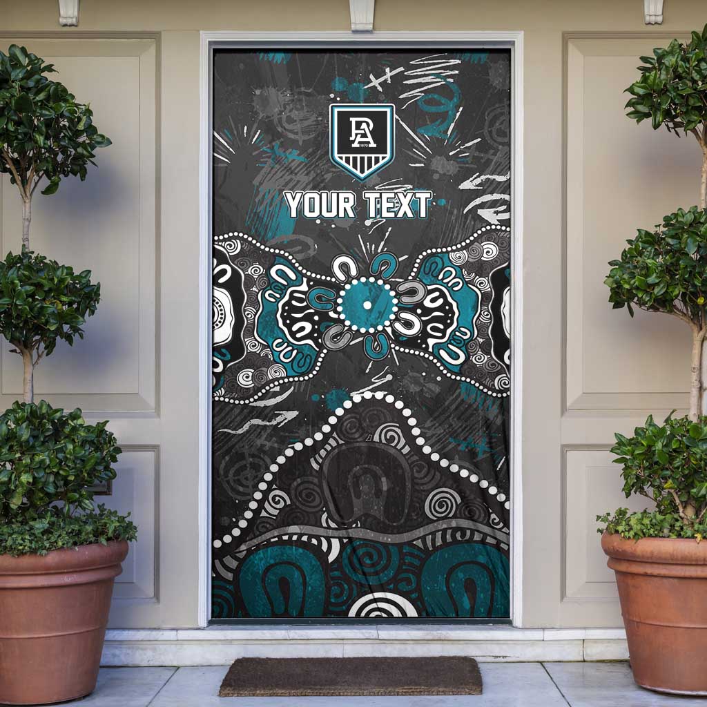 Personalized Port Adelaide Power Door Cover Aboriginal Dot Painting Graffiti Style