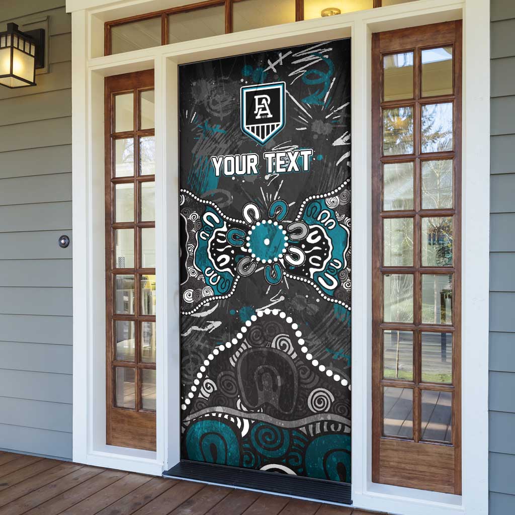 Personalized Port Adelaide Power Door Cover Aboriginal Dot Painting Graffiti Style