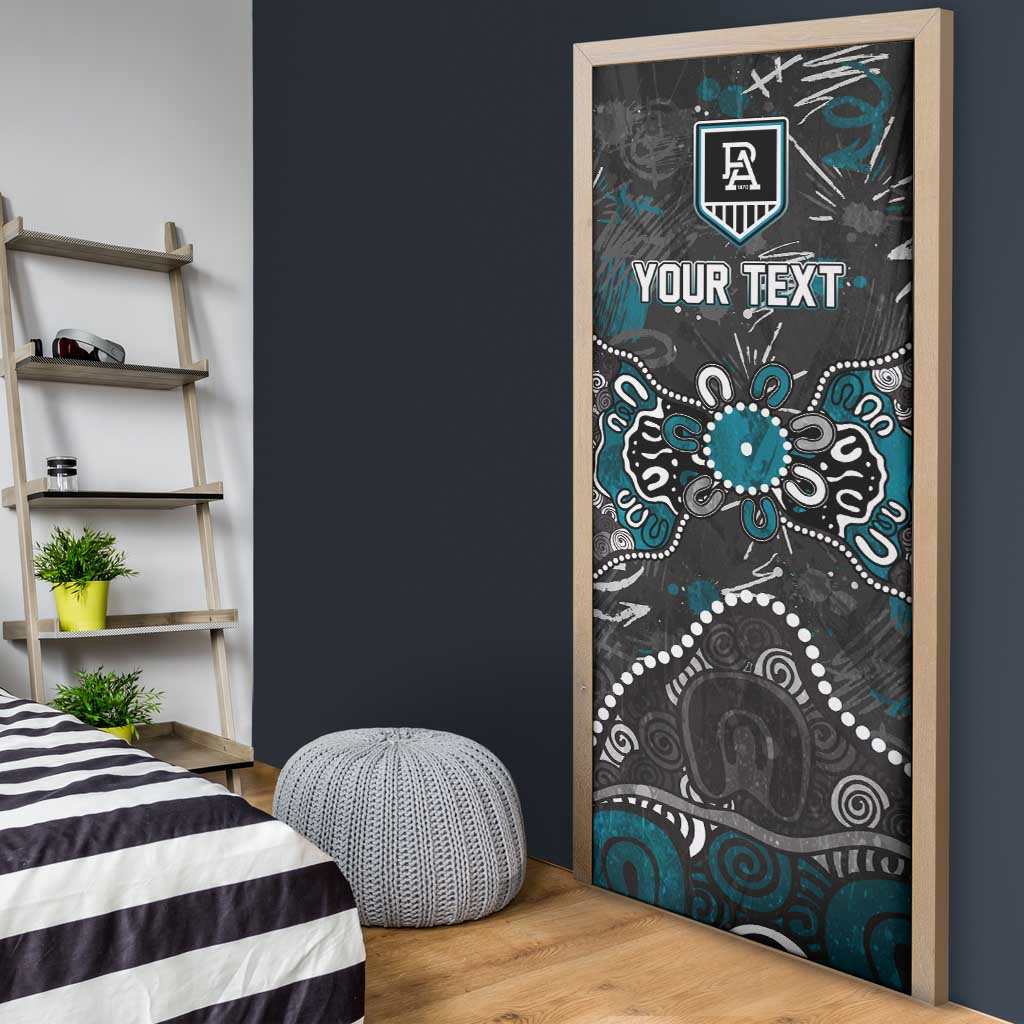 Personalized Port Adelaide Power Door Cover Aboriginal Dot Painting Graffiti Style