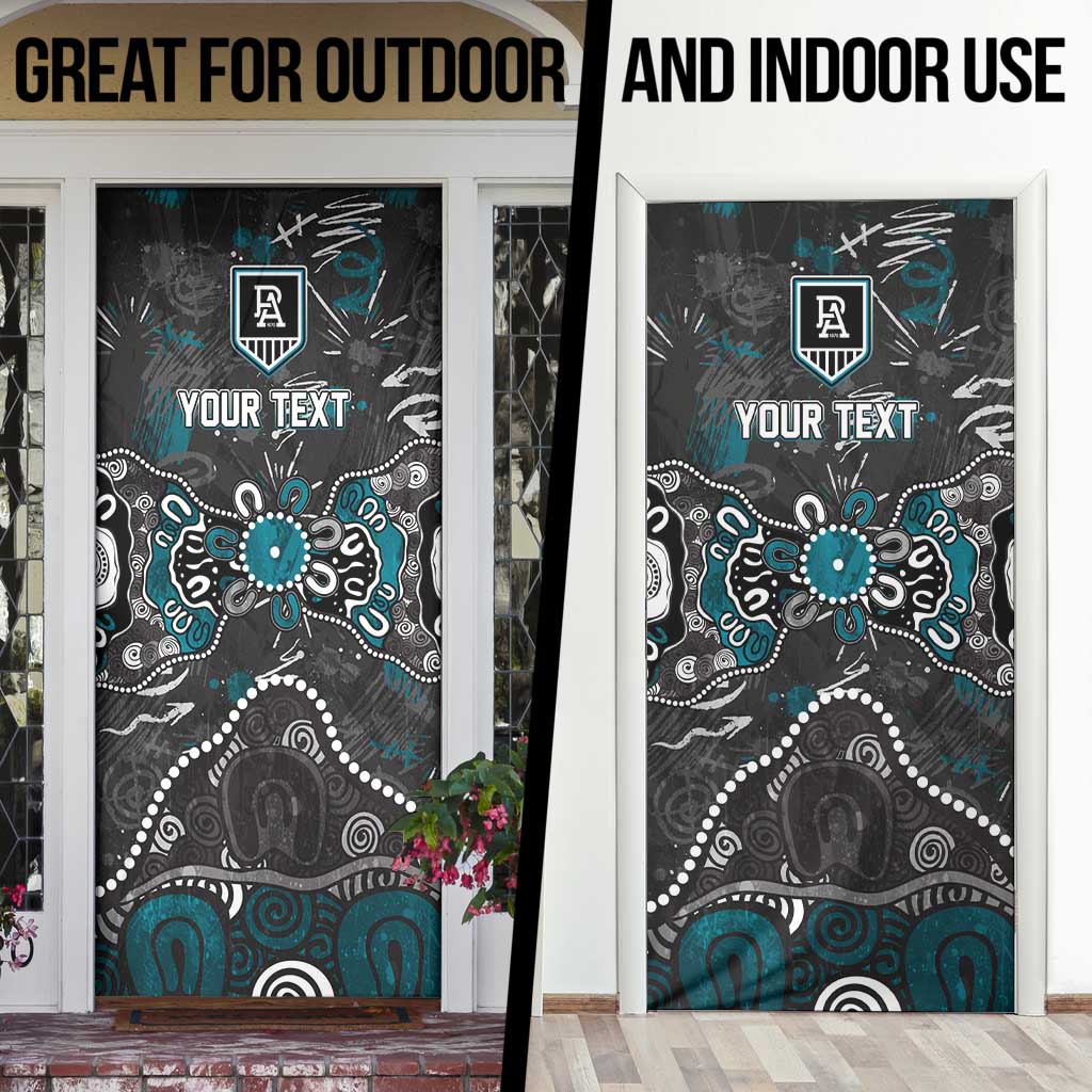 Personalized Port Adelaide Power Door Cover Aboriginal Dot Painting Graffiti Style