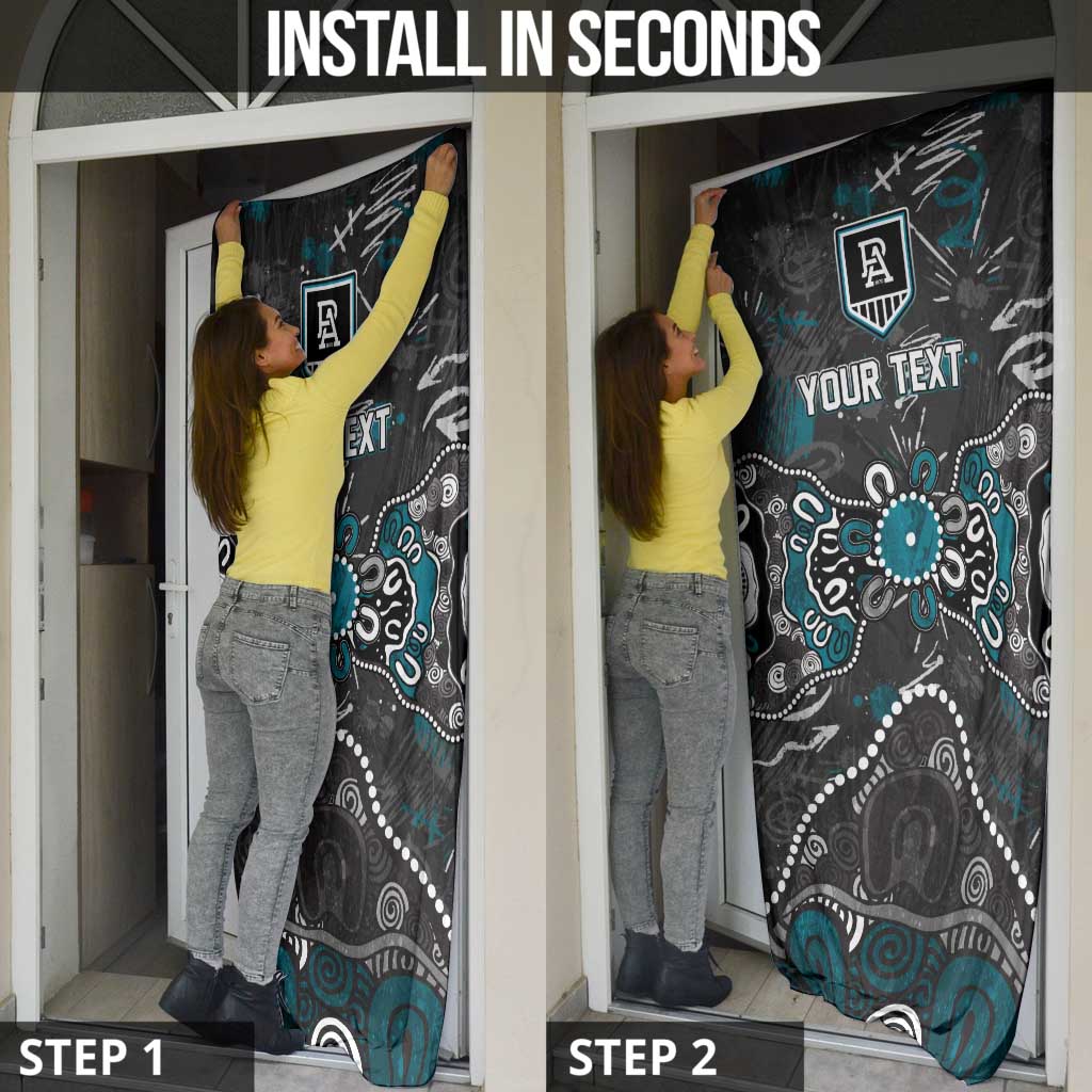 Personalized Port Adelaide Power Door Cover Aboriginal Dot Painting Graffiti Style