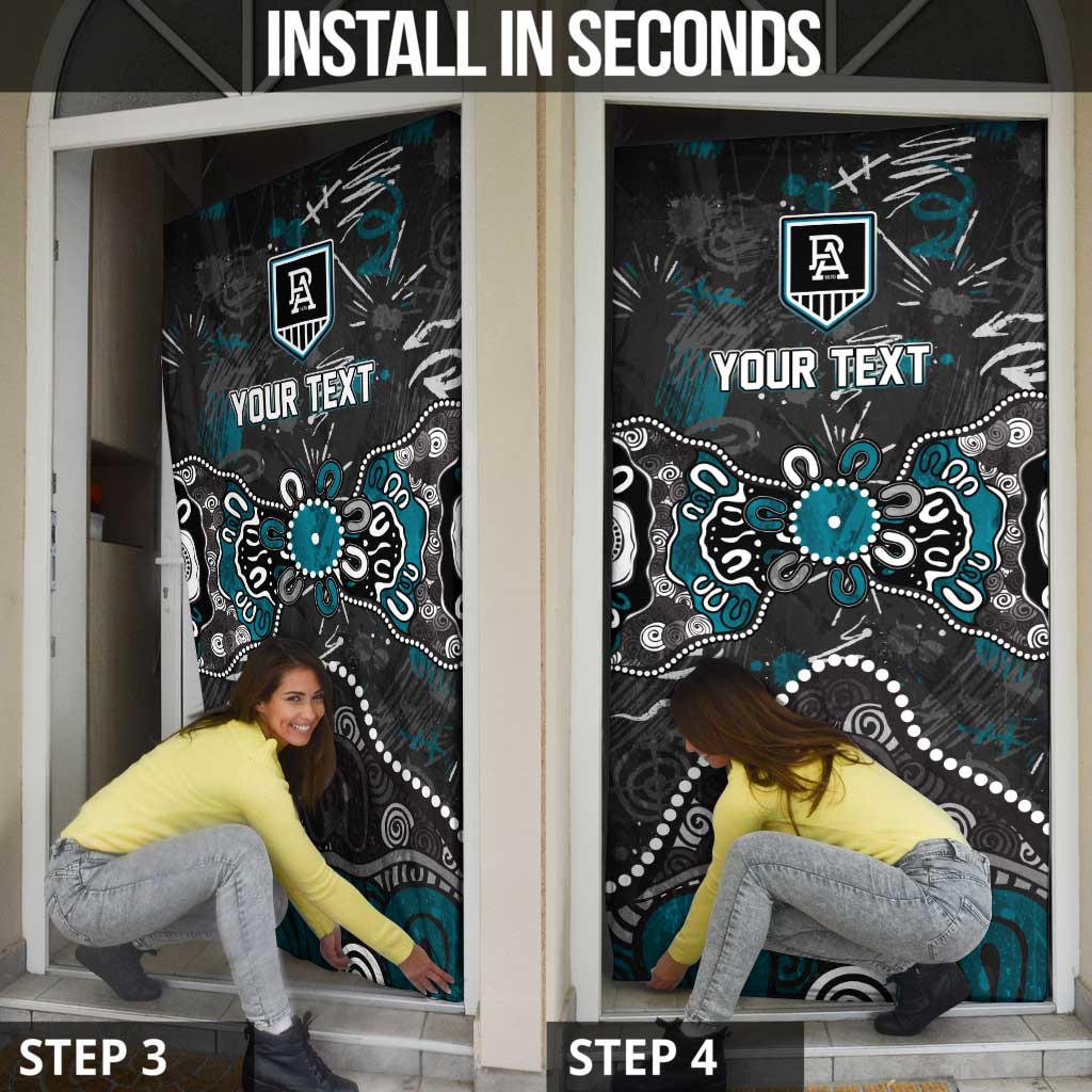 Personalized Port Adelaide Power Door Cover Aboriginal Dot Painting Graffiti Style
