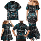 Personalized Port Adelaide Power Family Matching Mermaid Dress and Hawaiian Shirt Aboriginal Dot Painting Graffiti Style