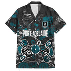 Personalized Port Adelaide Power Family Matching Off Shoulder Maxi Dress and Hawaiian Shirt Aboriginal Dot Painting Graffiti Style