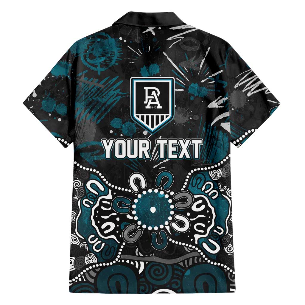 Personalized Port Adelaide Power Family Matching Off Shoulder Maxi Dress and Hawaiian Shirt Aboriginal Dot Painting Graffiti Style