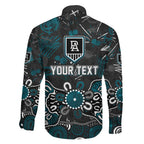 Personalized Port Adelaide Power Family Matching Off Shoulder Short Dress and Hawaiian Shirt Aboriginal Dot Painting Graffiti Style