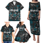 Personalized Port Adelaide Power Family Matching Puletasi and Hawaiian Shirt Aboriginal Dot Painting Graffiti Style