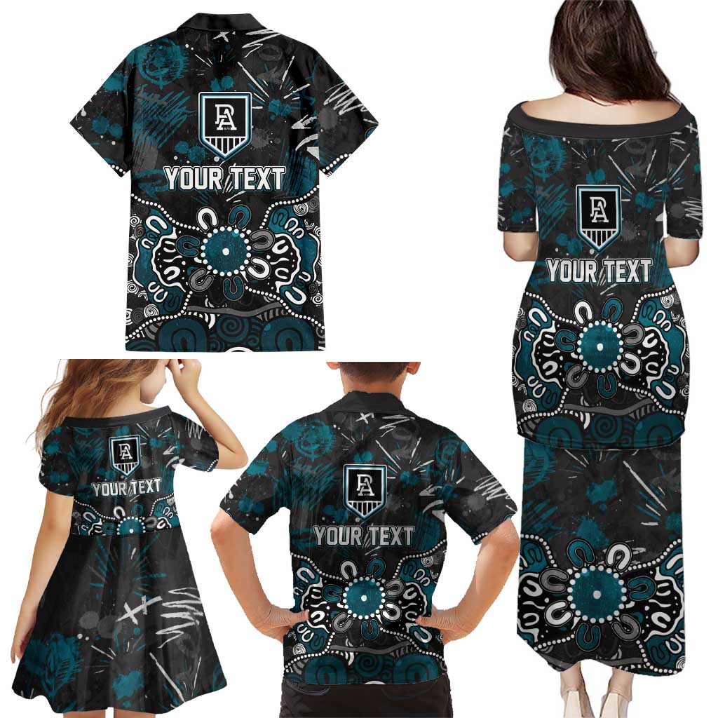 Personalized Port Adelaide Power Family Matching Puletasi and Hawaiian Shirt Aboriginal Dot Painting Graffiti Style