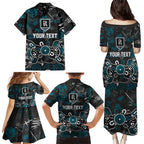 Personalized Port Adelaide Power Family Matching Puletasi and Hawaiian Shirt Aboriginal Dot Painting Graffiti Style