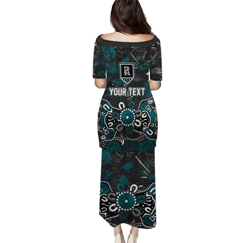Personalized Port Adelaide Power Family Matching Puletasi and Hawaiian Shirt Aboriginal Dot Painting Graffiti Style