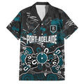 Personalized Port Adelaide Power Family Matching Short Sleeve Bodycon Dress and Hawaiian Shirt Aboriginal Dot Painting Graffiti Style