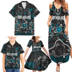 Personalized Port Adelaide Power Family Matching Summer Maxi Dress and Hawaiian Shirt Aboriginal Dot Painting Graffiti Style