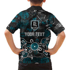 Personalized Port Adelaide Power Family Matching Summer Maxi Dress and Hawaiian Shirt Aboriginal Dot Painting Graffiti Style