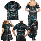 Personalized Port Adelaide Power Family Matching Summer Maxi Dress and Hawaiian Shirt Aboriginal Dot Painting Graffiti Style