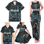 Personalized Port Adelaide Power Family Matching Tank Maxi Dress and Hawaiian Shirt Aboriginal Dot Painting Graffiti Style