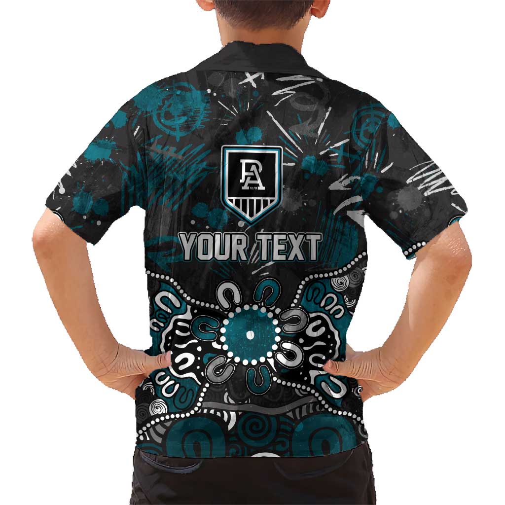 Personalized Port Adelaide Power Family Matching Tank Maxi Dress and Hawaiian Shirt Aboriginal Dot Painting Graffiti Style