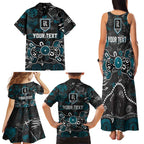 Personalized Port Adelaide Power Family Matching Tank Maxi Dress and Hawaiian Shirt Aboriginal Dot Painting Graffiti Style