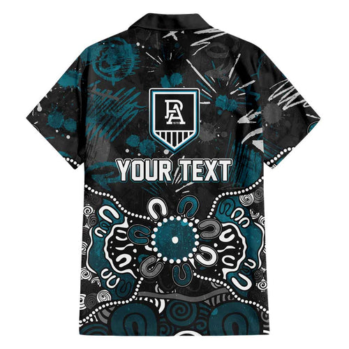 Personalized Port Adelaide Power Family Matching Tank Maxi Dress and Hawaiian Shirt Aboriginal Dot Painting Graffiti Style