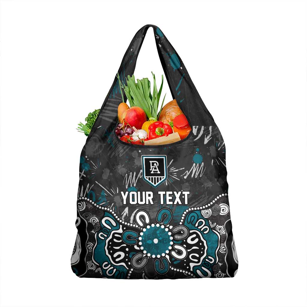 Personalized Port Adelaide Power Grocery Bag Aboriginal Dot Painting Graffiti Style