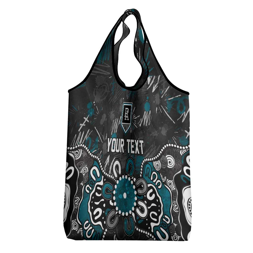Personalized Port Adelaide Power Grocery Bag Aboriginal Dot Painting Graffiti Style