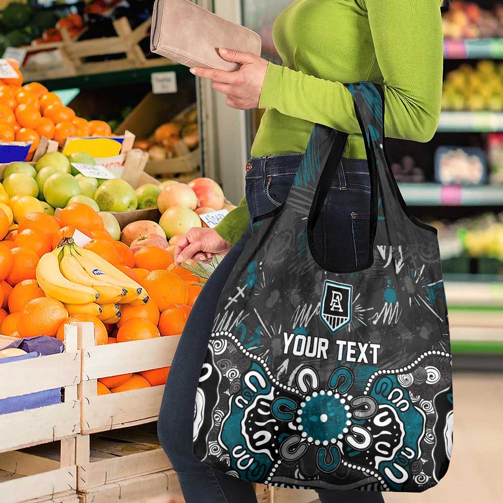 Personalized Port Adelaide Power Grocery Bag Aboriginal Dot Painting Graffiti Style