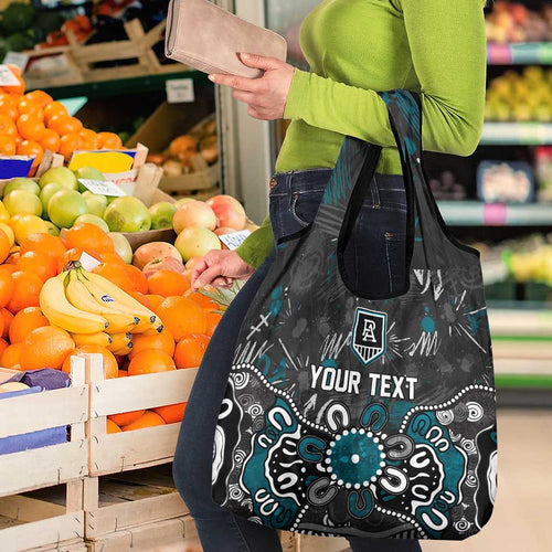 Personalized Port Adelaide Power Grocery Bag Aboriginal Dot Painting Graffiti Style